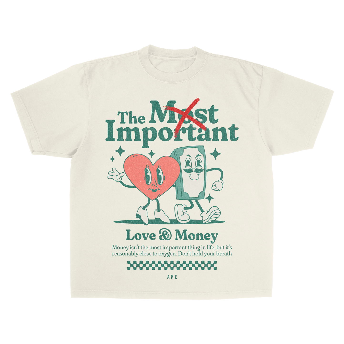 LOVE & MONEY HEAVYWEIGHT TSHIRT - BUTTER